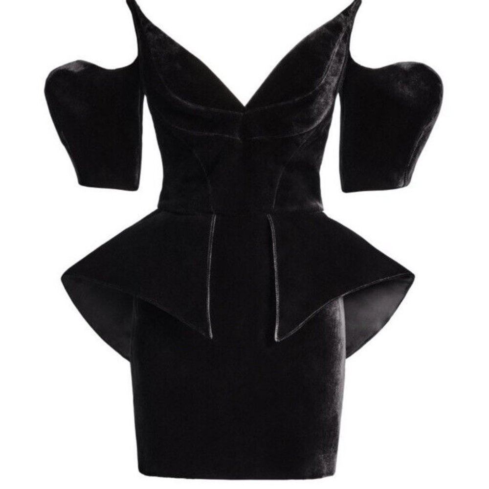 Mugler x HM Velvet Peplum Dress